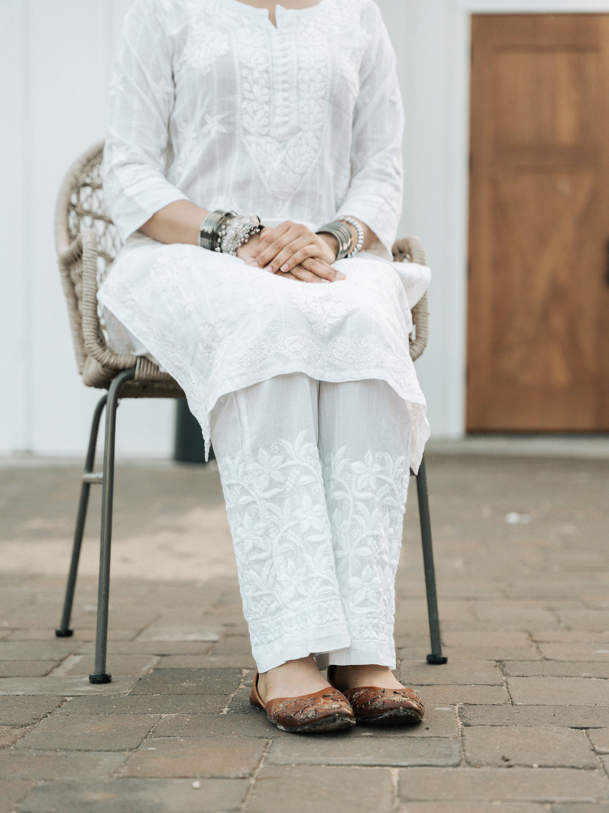 Malmal Kurta with Silver lining