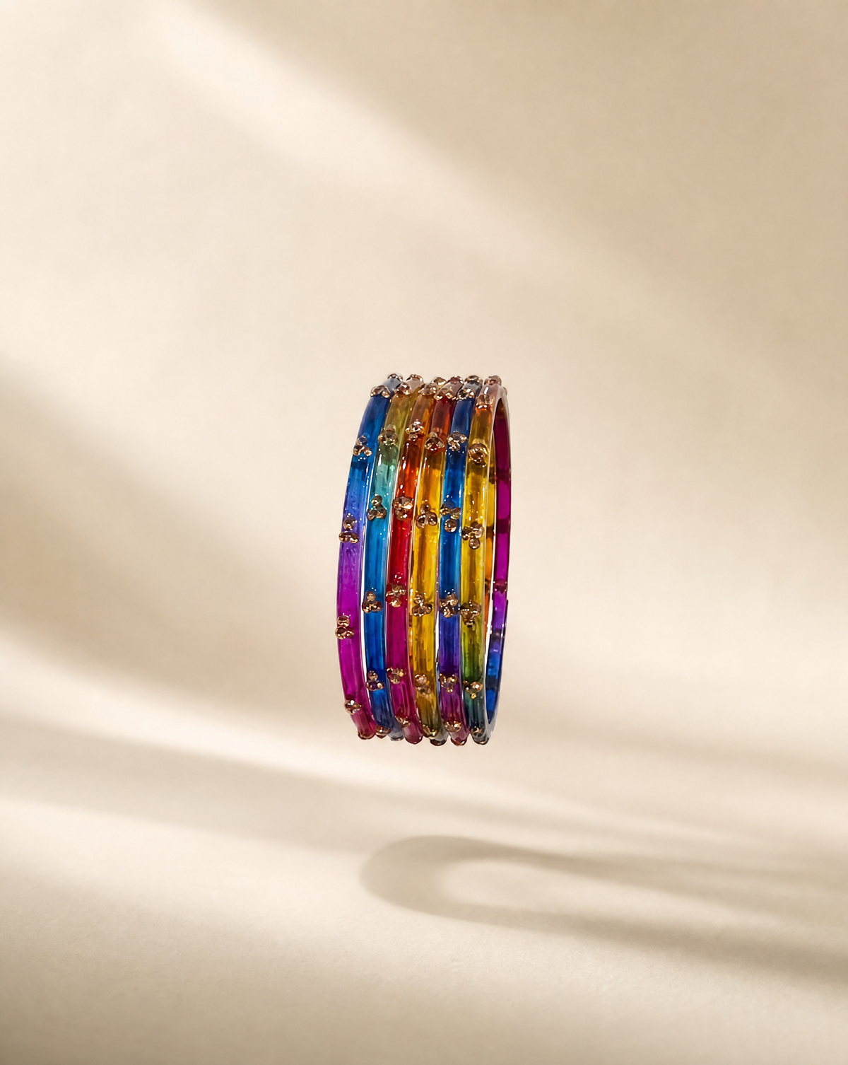 Dark Rainbow Glitter Glass Bangles (handmade)