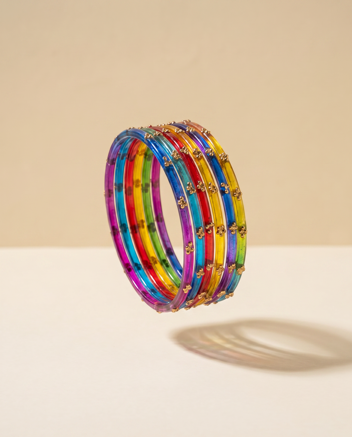 Dark Rainbow Glitter Glass Bangles (handmade)