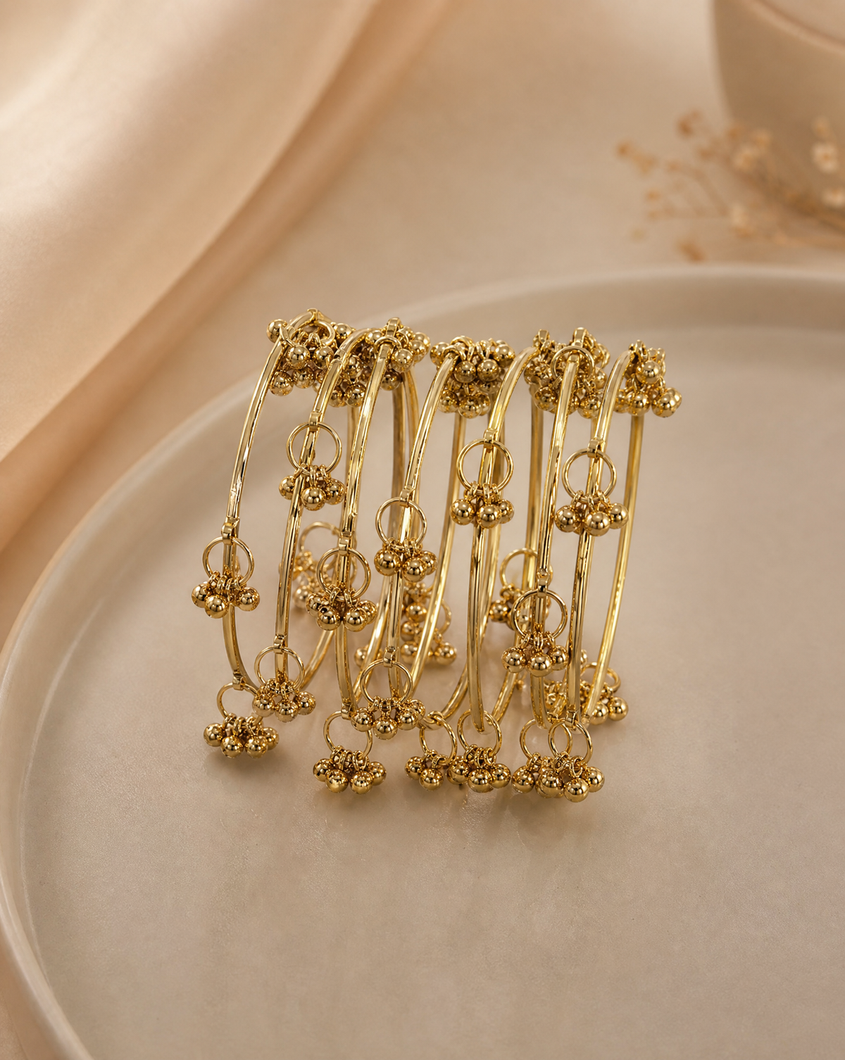 Gold Bead Bangles