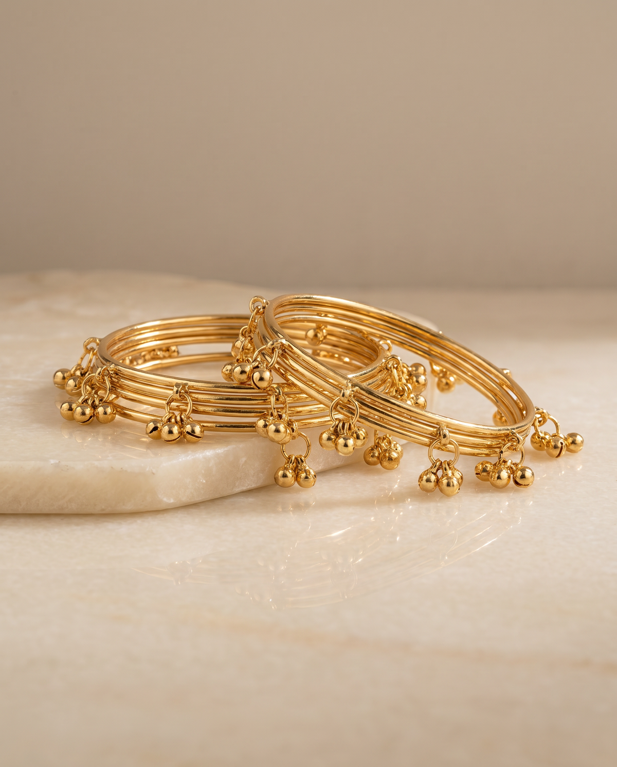 Gold Bead Bangles