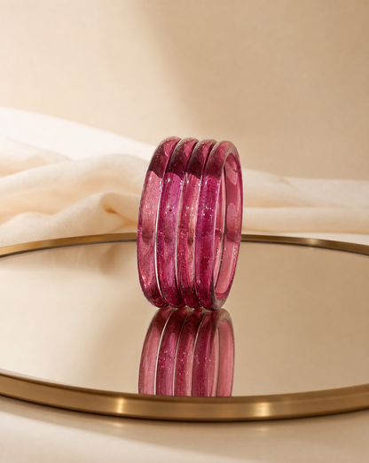 Hot Pink Glass Bangles(handmade)