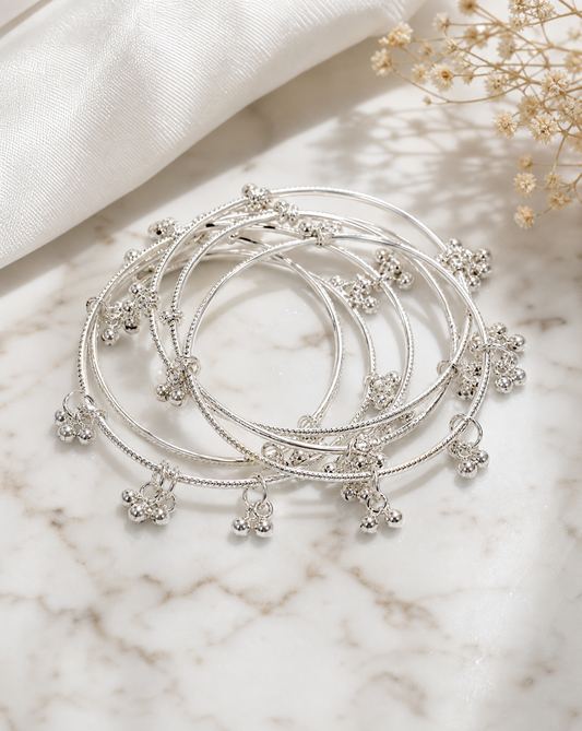 Silver Bead Bangles