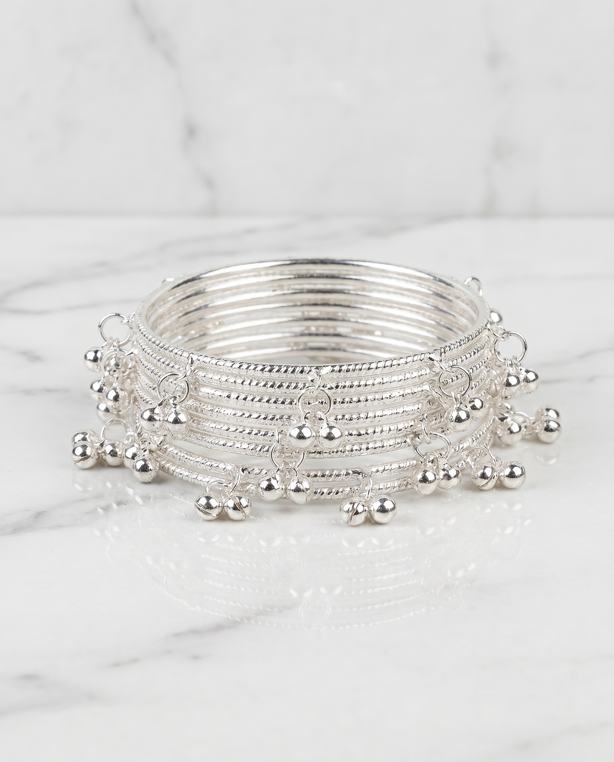 Silver Bead Bangles