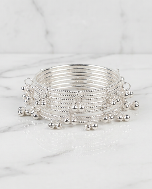 Silver Bead Bangles
