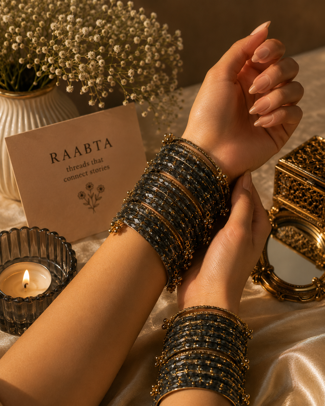 Charcoal Glitter Bangles
