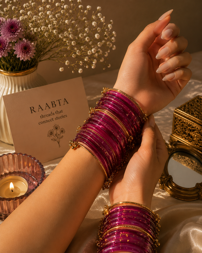 Hot Pink Glass Bangles(handmade)