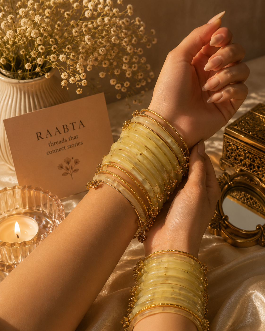 Lemon Yellow Glass Bangles(handmade)