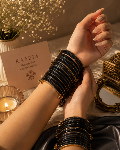 Classic Black Glass Bangles(handmade)