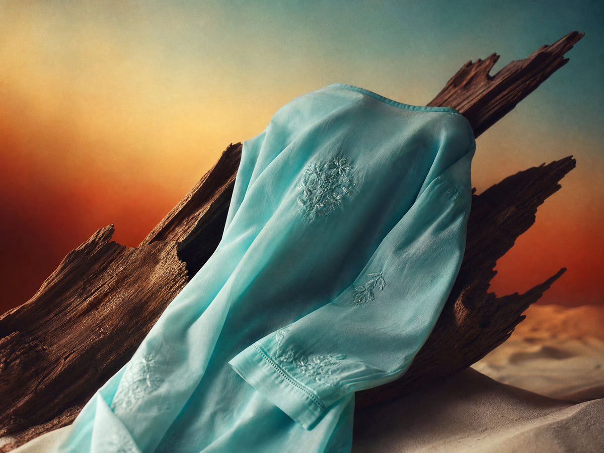 Azure Bloom Kurti Aqua