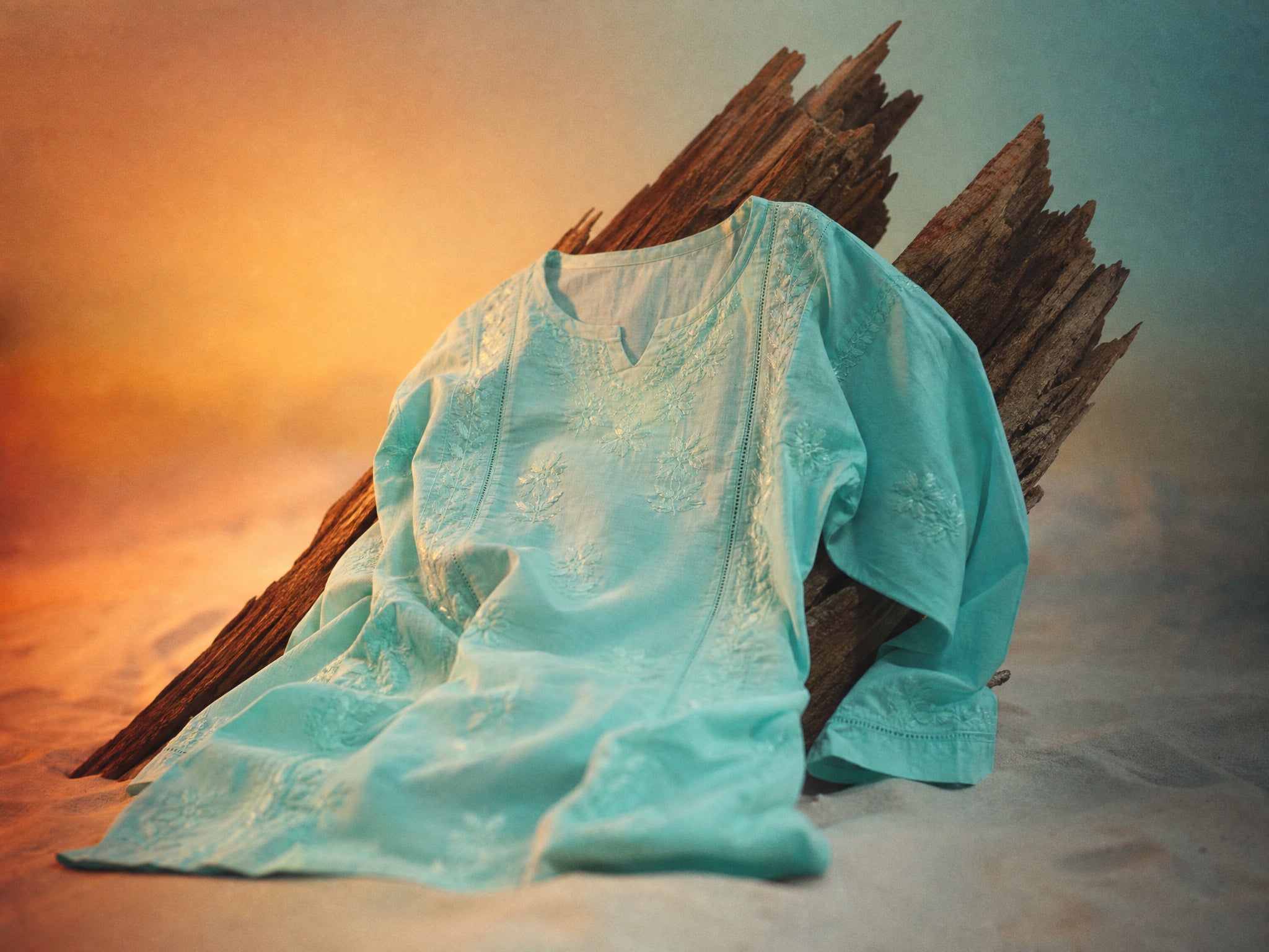 Azure Bloom Kurti Aqua