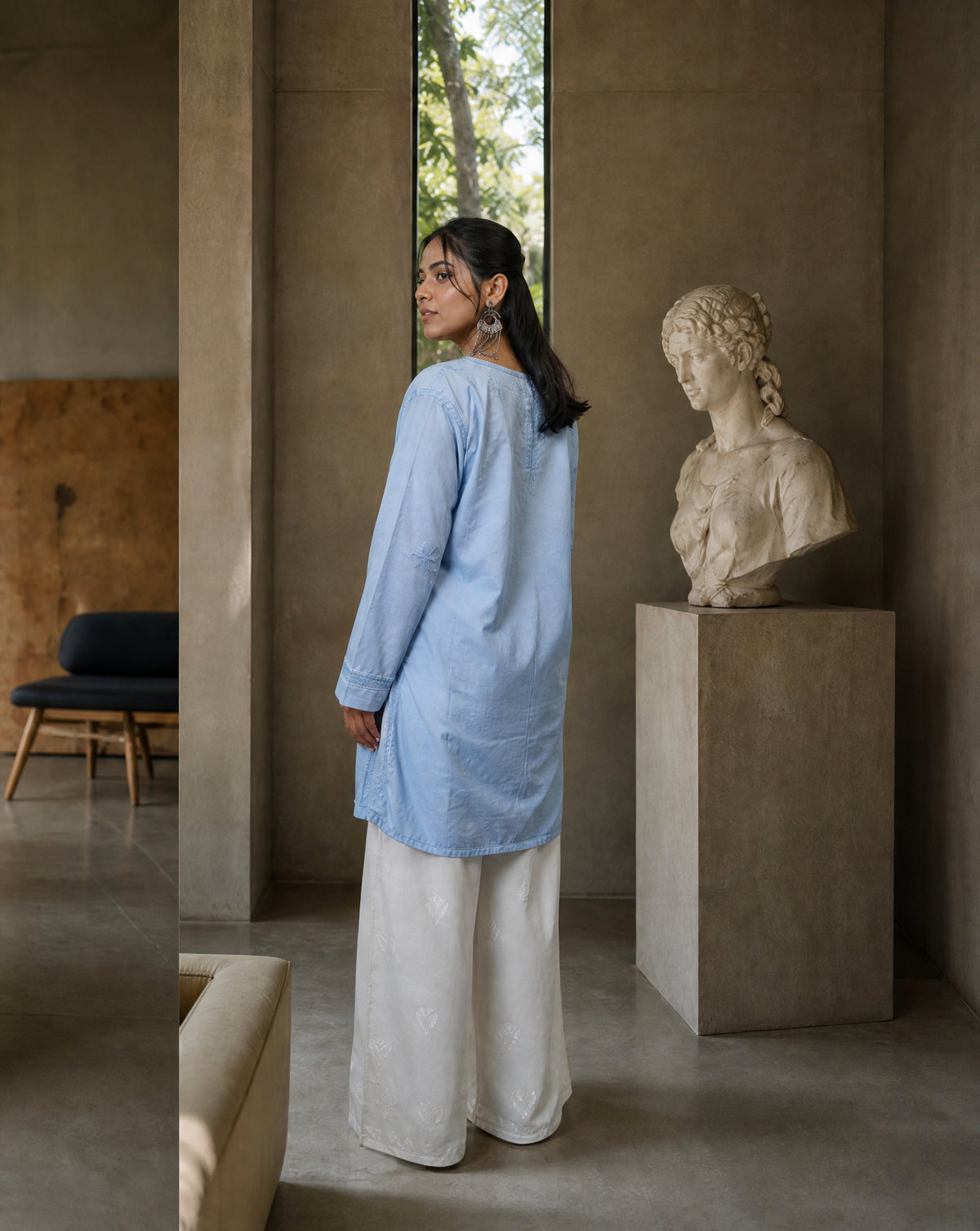 Azure Bloom Kurti Sky Blue