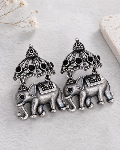 Elephant Stud Jhumka Black