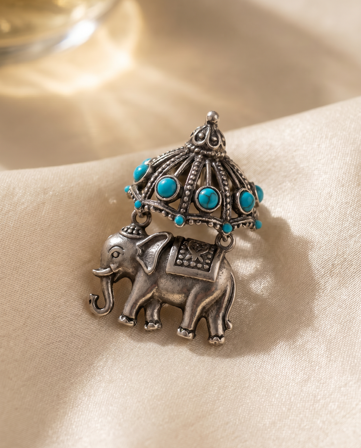 Elephant Stud Jhumka Mint