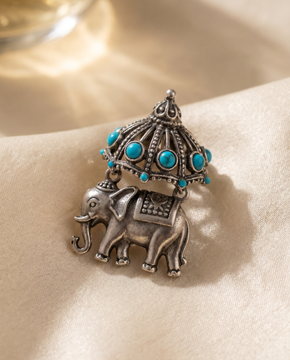 Elephant Stud Jhumka Mint