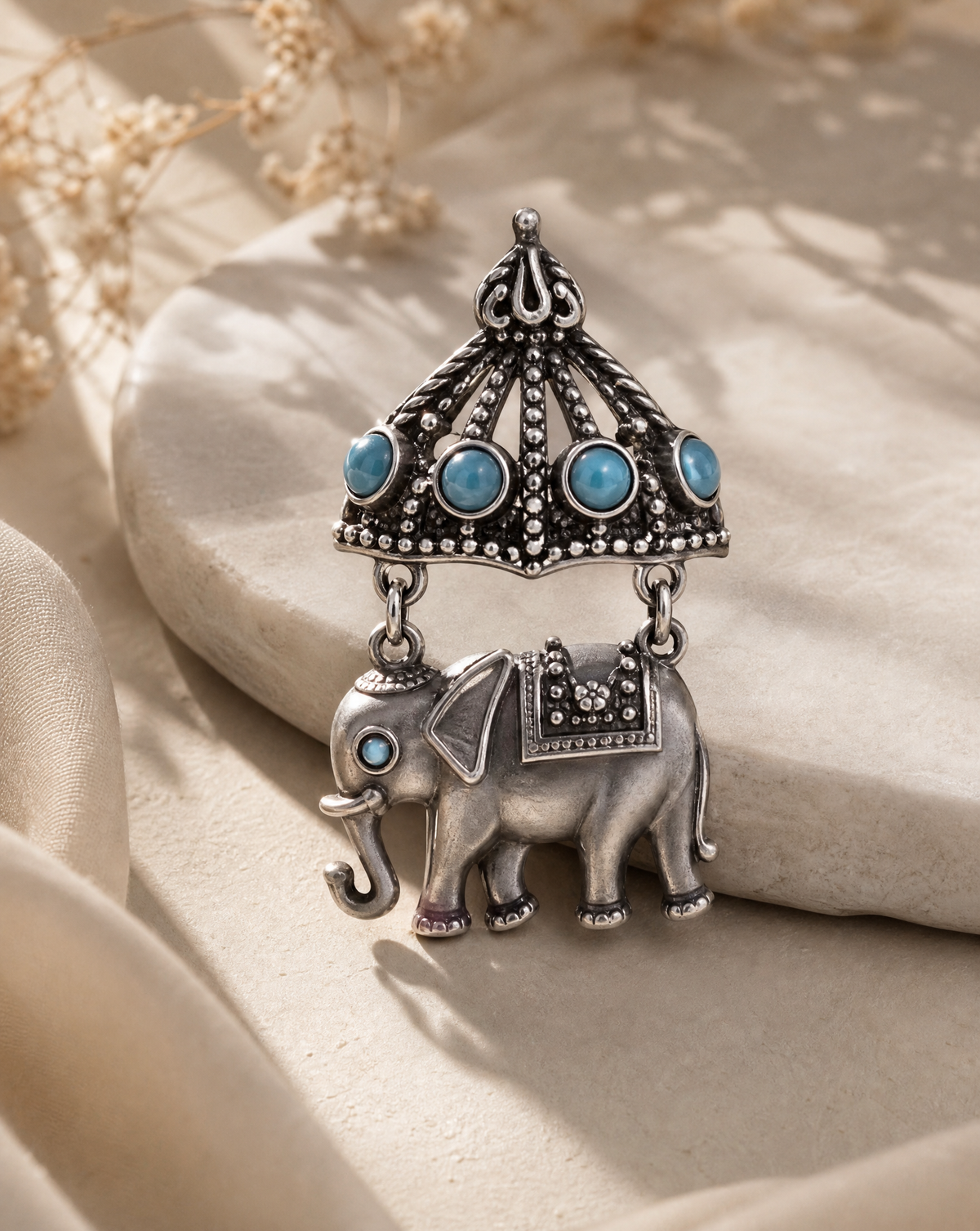 Elephant Stud Jhumka Mint
