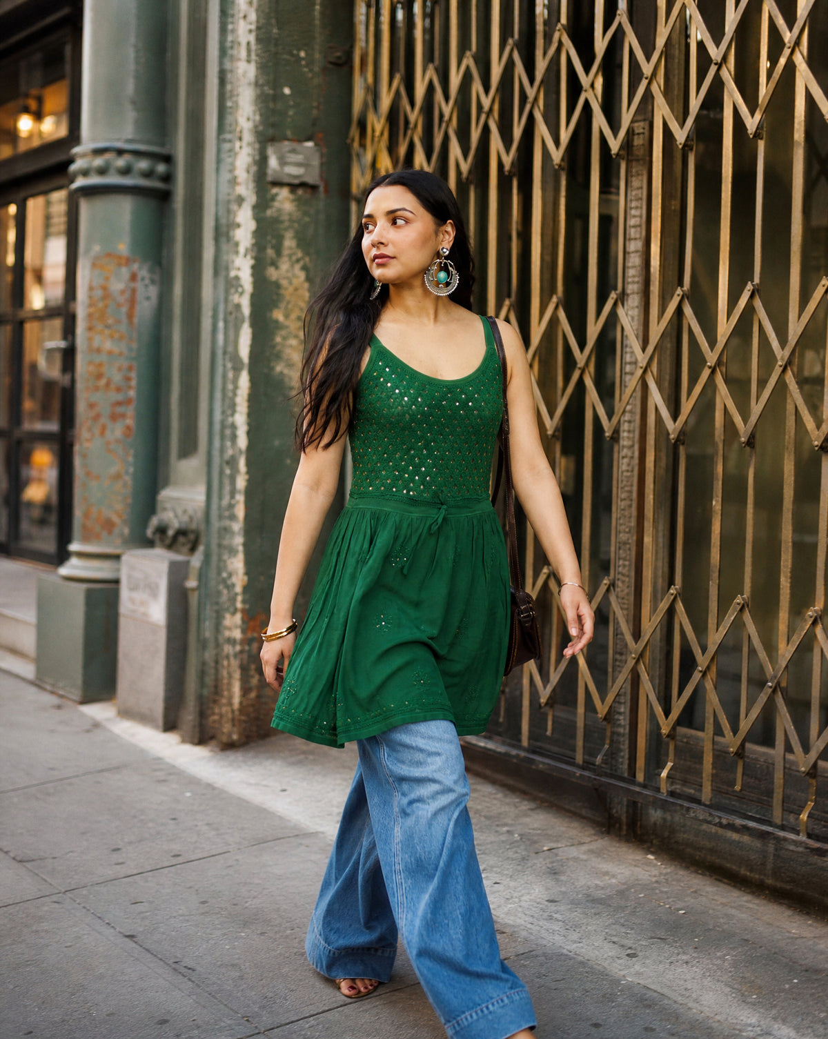 Embroidered Middle Work Top