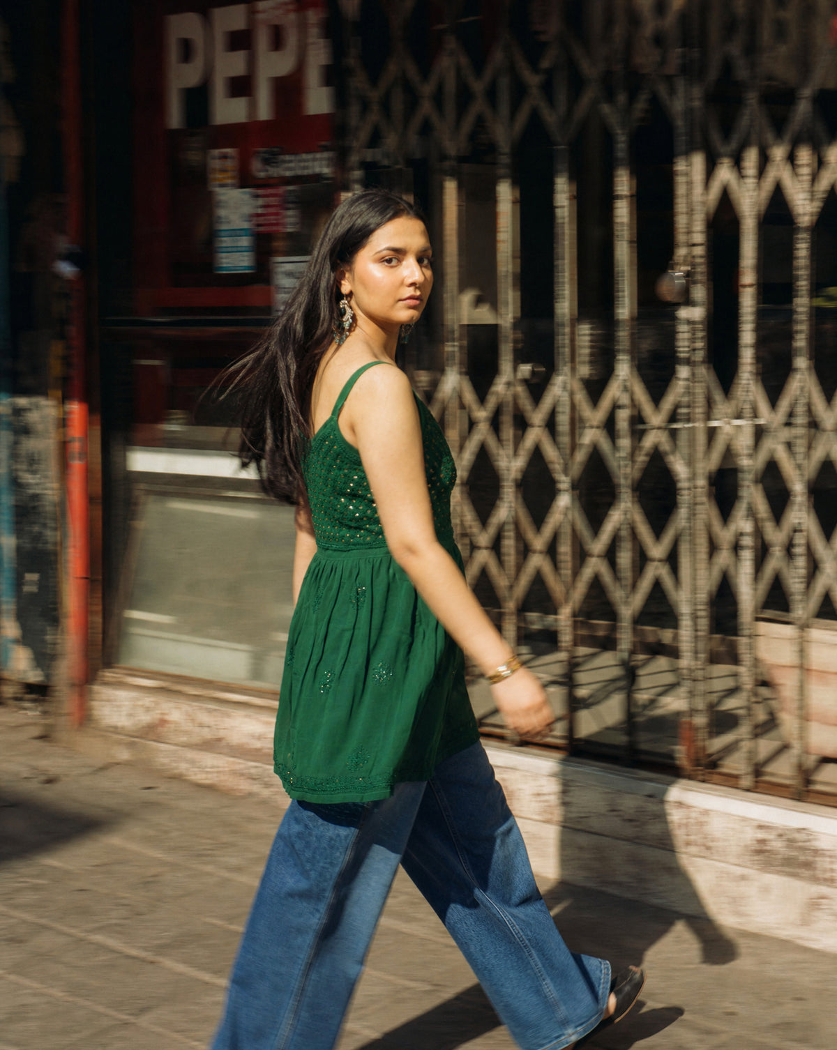 Embroidered Middle Work Top