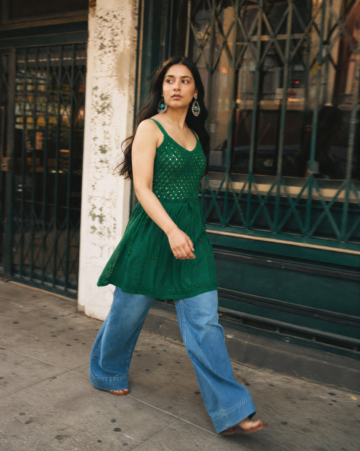 Embroidered Middle Work Top