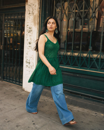 Embroidered Middle Work Top