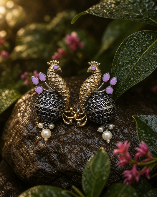 Ethnic two Tone Jhumka Black