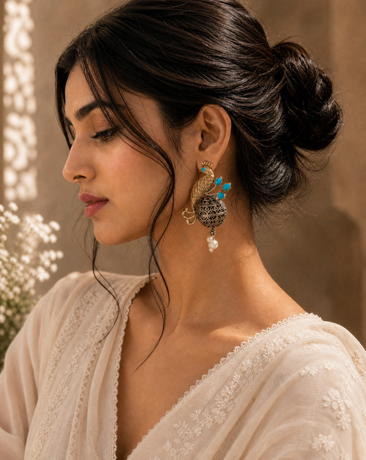 Ethnic two Tone Jhumka Black