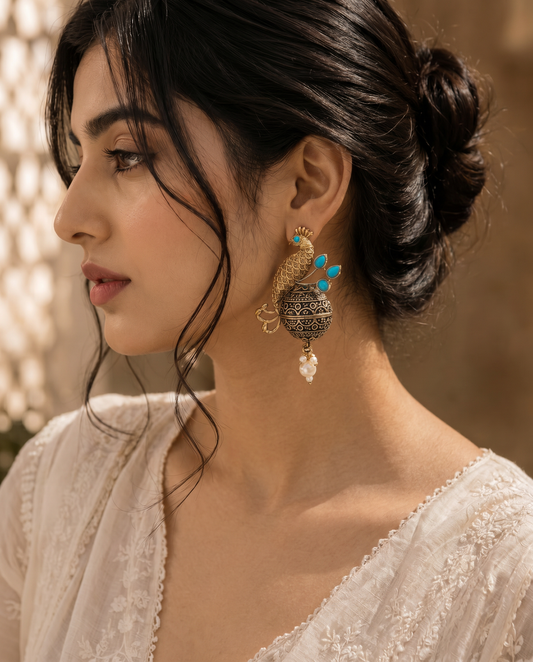 Ethnic two Tone Jhumka Mint