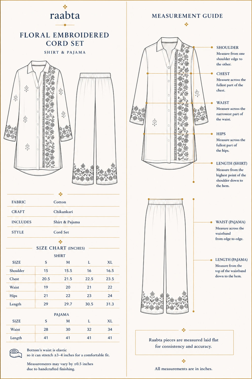 Floral Embroidered Cord Set