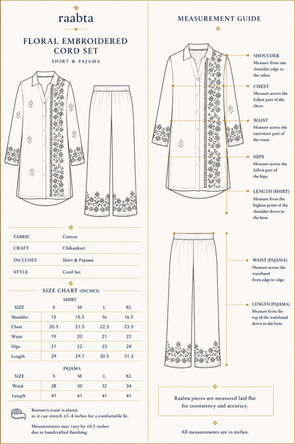 Floral Embroidered Cord Set