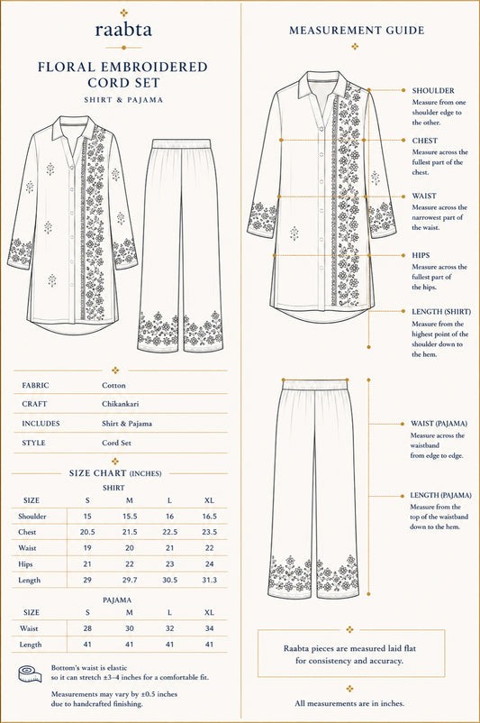 Floral Embroidered Cord Set