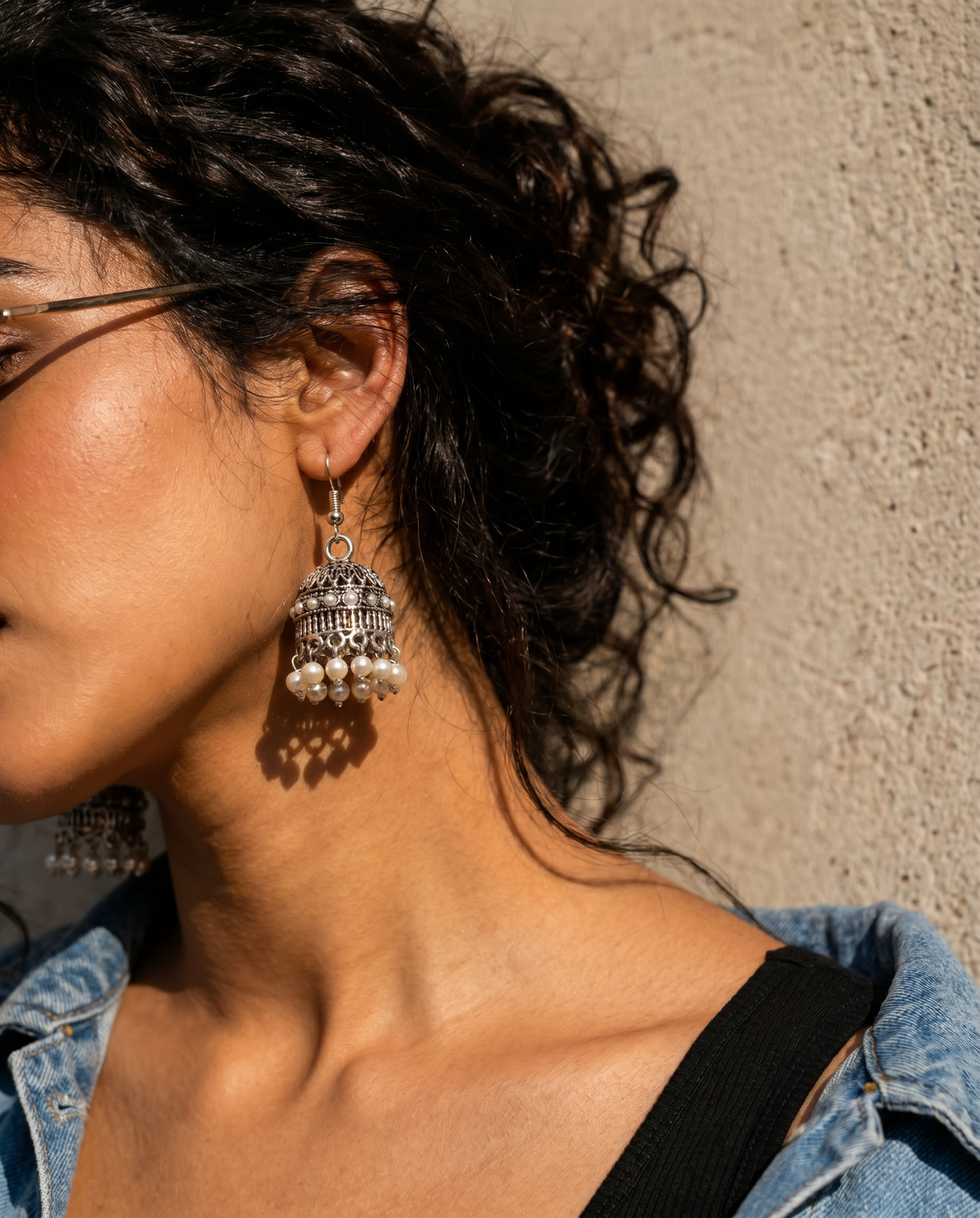 German Silver Jhumka White