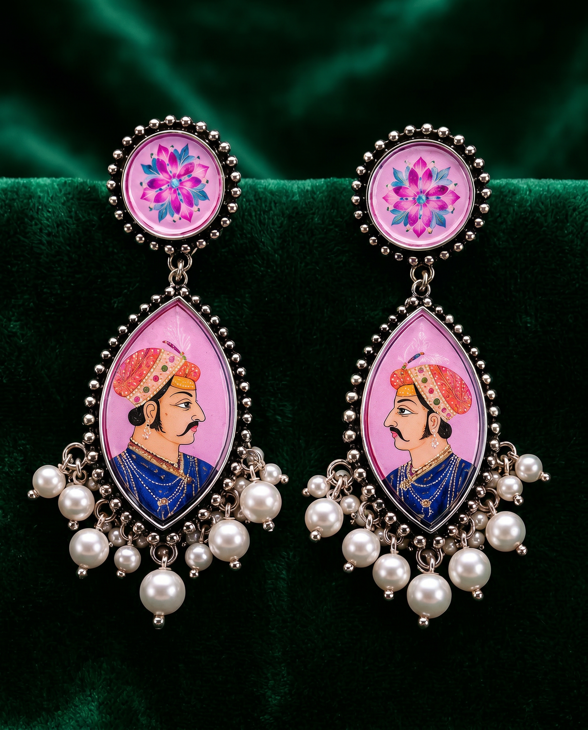 Hand Painted Oxidised Jhumka