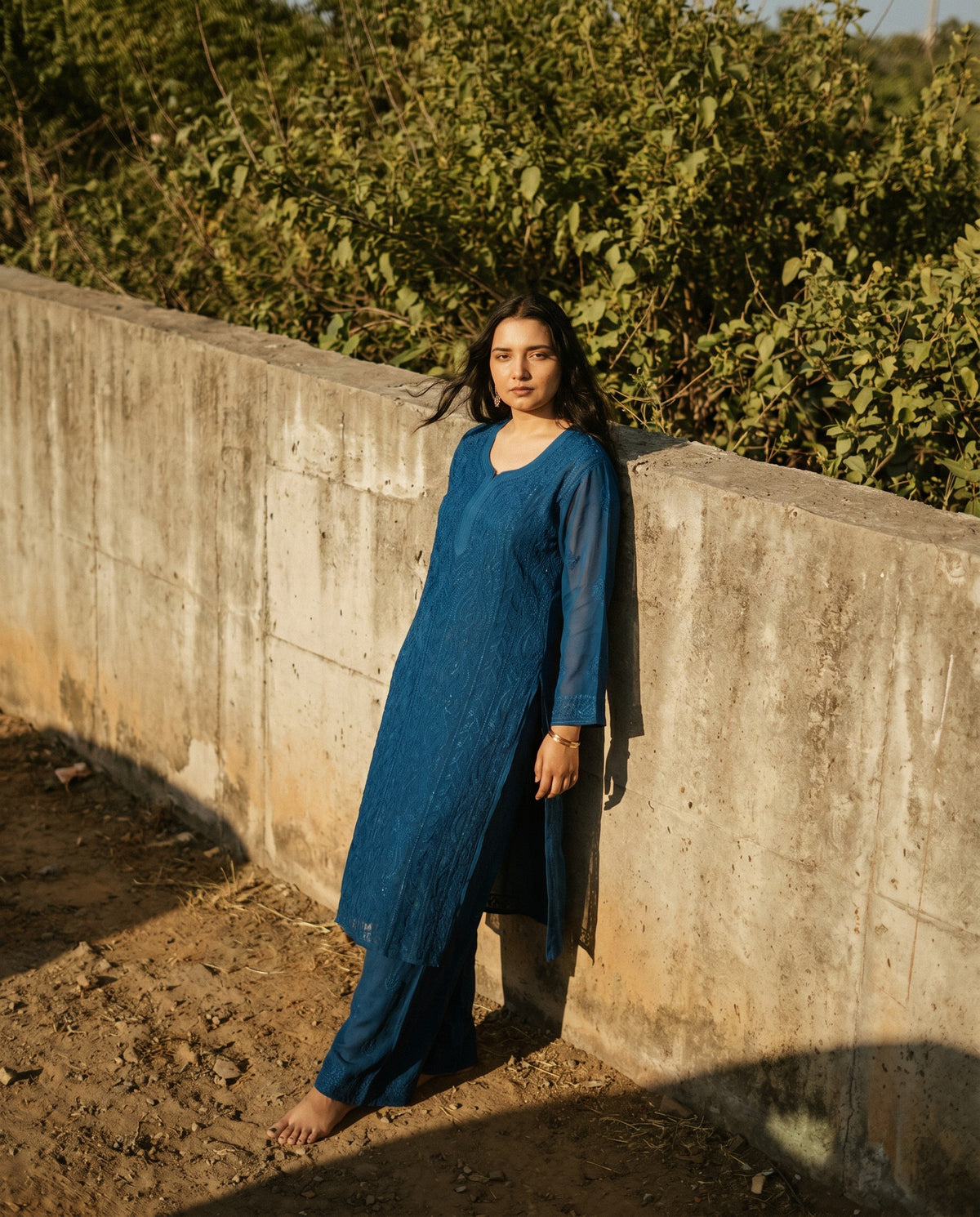 Long Kurta Set Blue