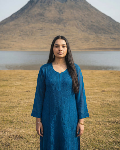 Long Kurta Set Blue