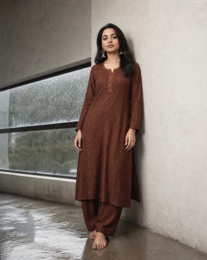 Long Kurta Set Brown