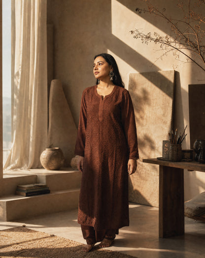Long Kurta Set Brown