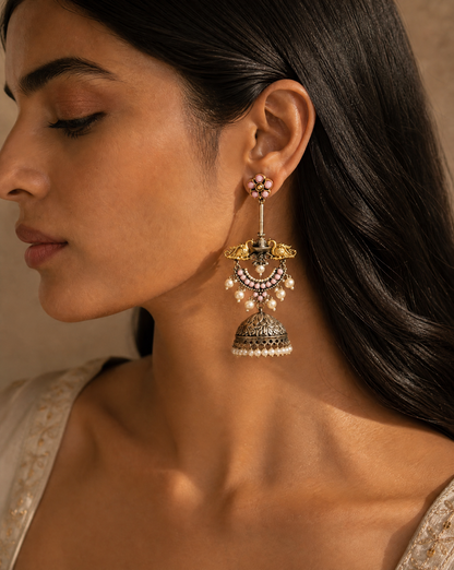 Pearl and stone work jhumka
