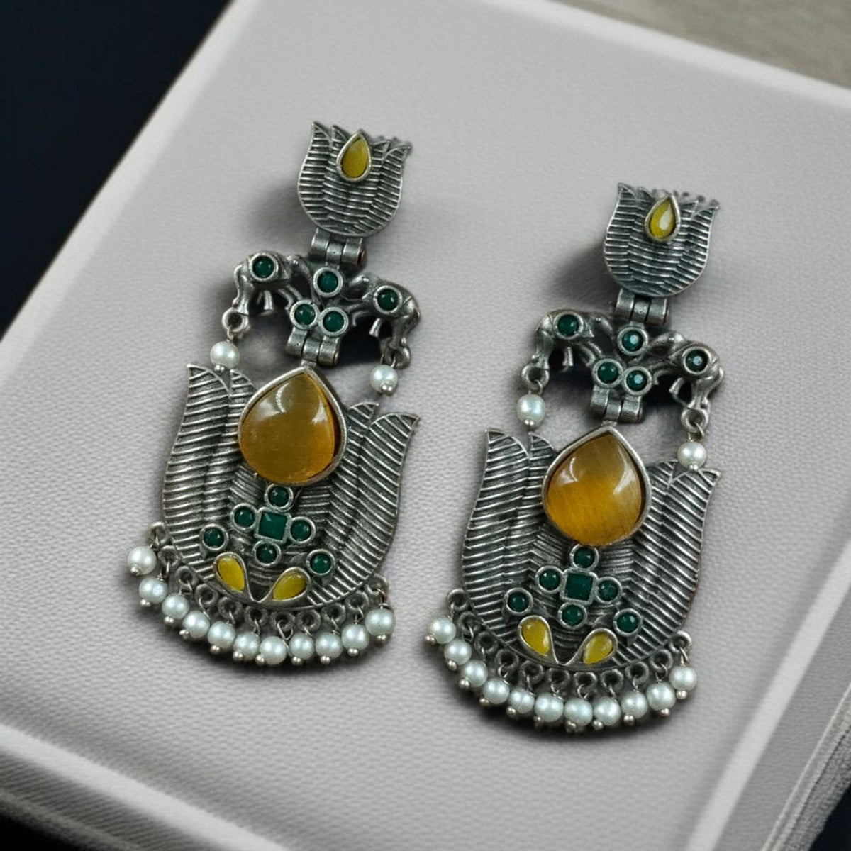 Lotus Earrings with pearl