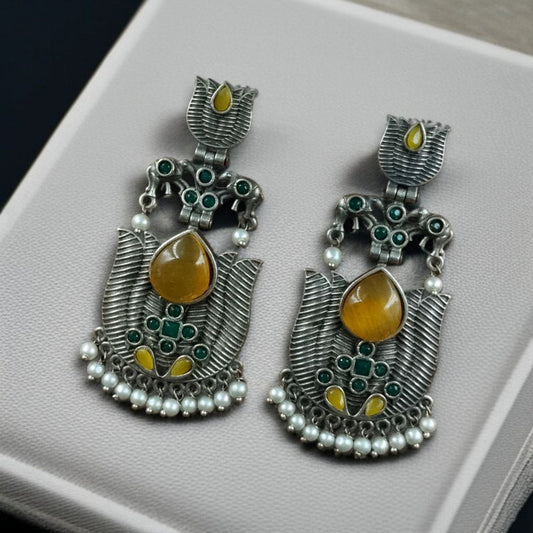 Lotus Earrings with pearl