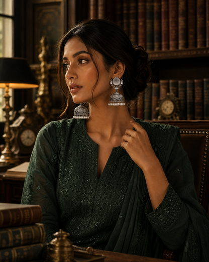 Premium Silver drop jhumka Silver