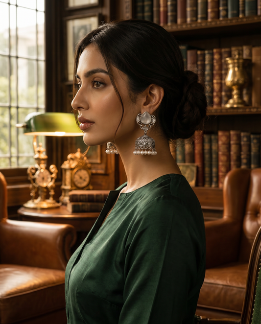 Premium Silver drop jhumka Silver