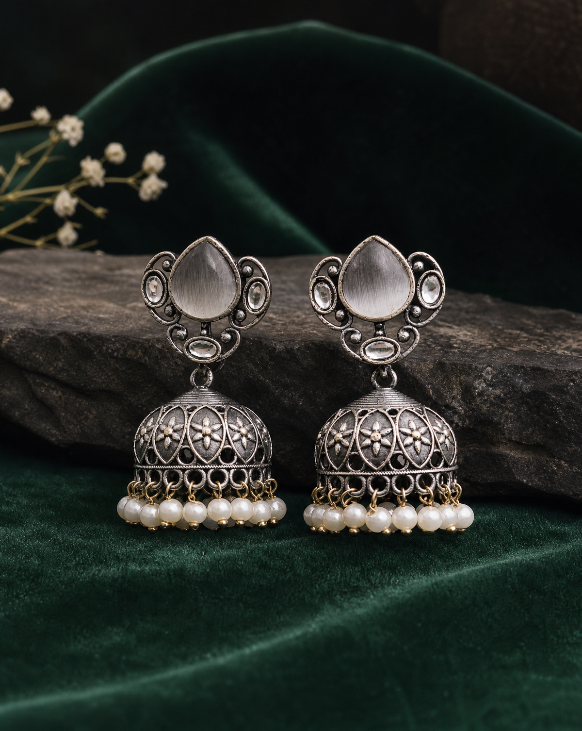 Premium Silver drop jhumka Silver