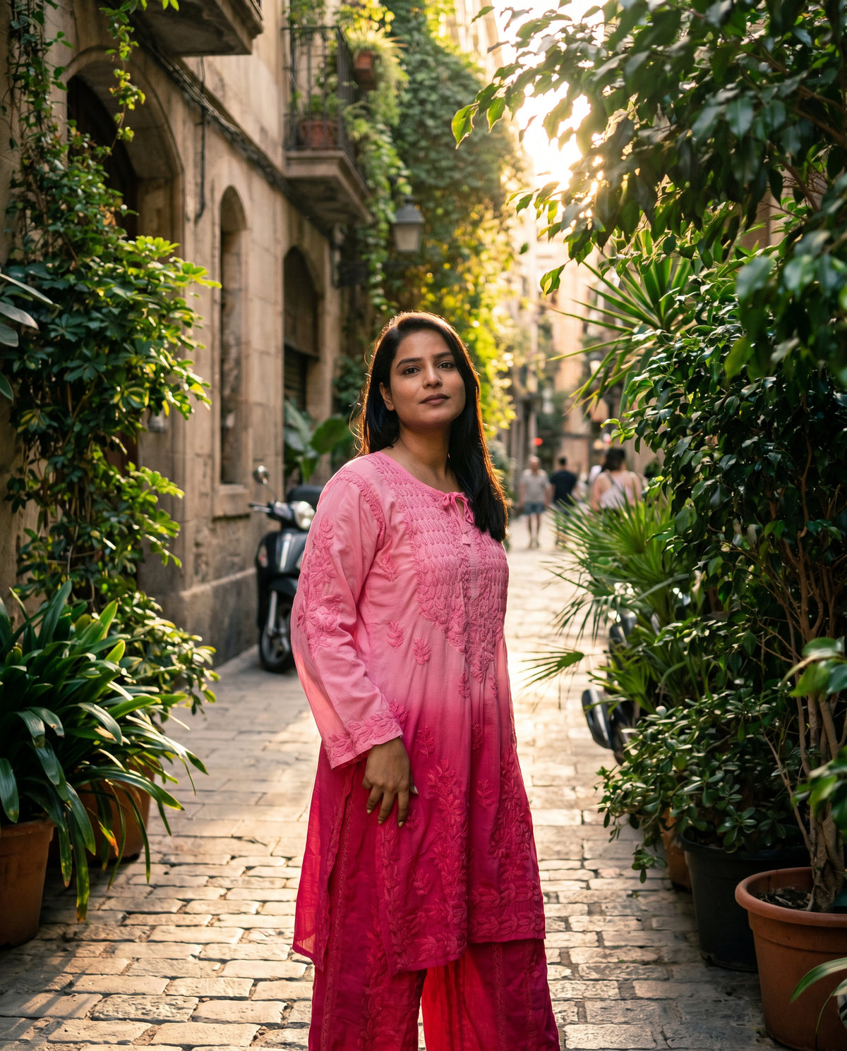 Relaxed Embroidered Shirt & Palazzo Set Pink