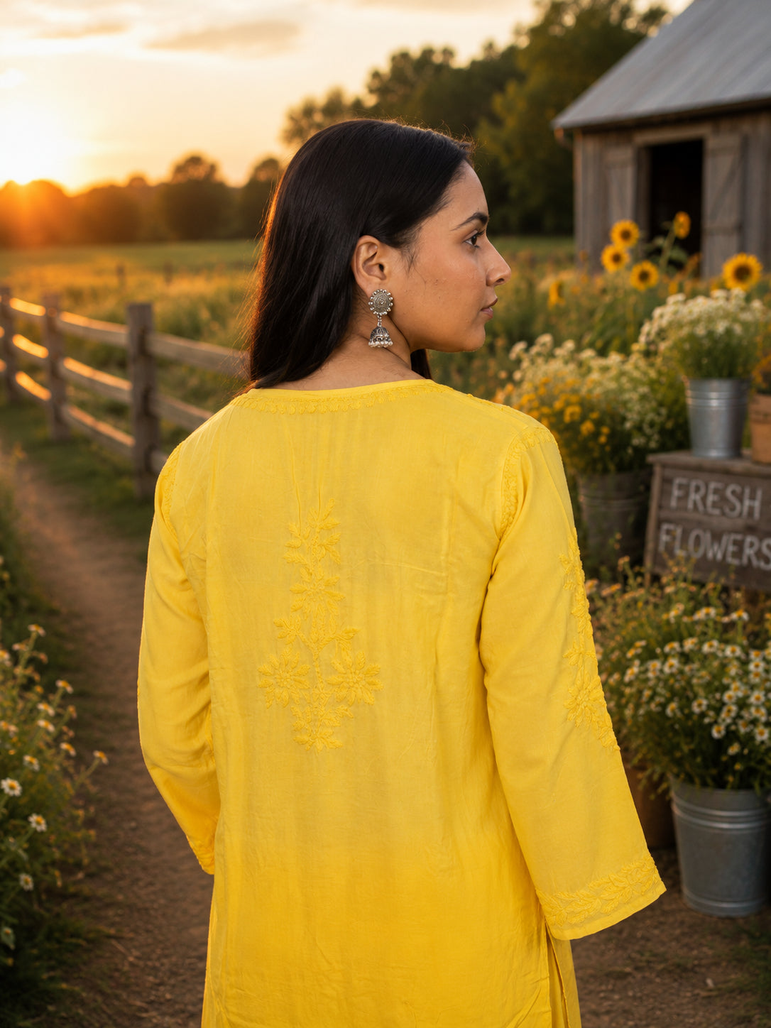 Relaxed Embroidered Shirt & Palazzo Set Yellow