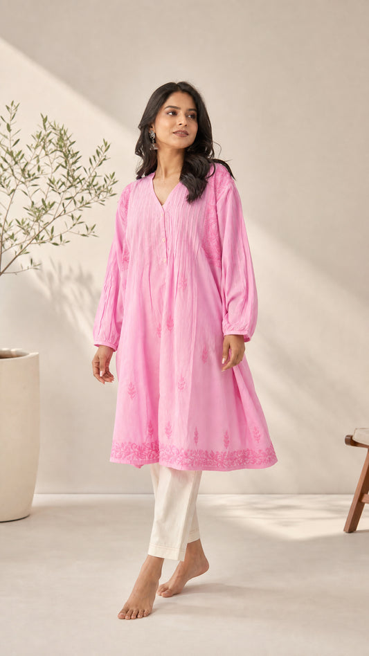 Relaxed Long Line Shirt Pink