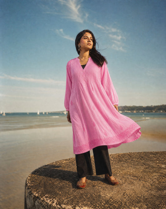 Relaxed Long Line Shirt Pink