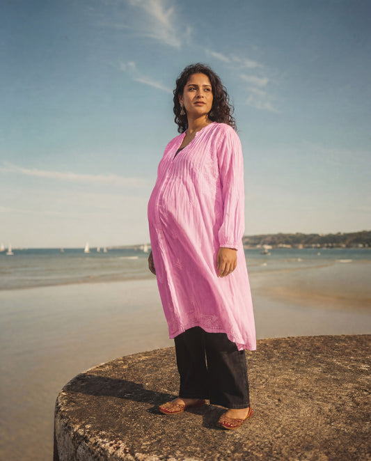 Relaxed Long Line Shirt Pink