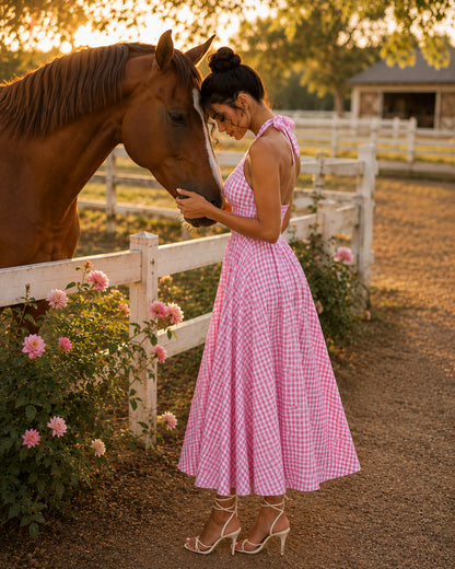 Rose Check Dress