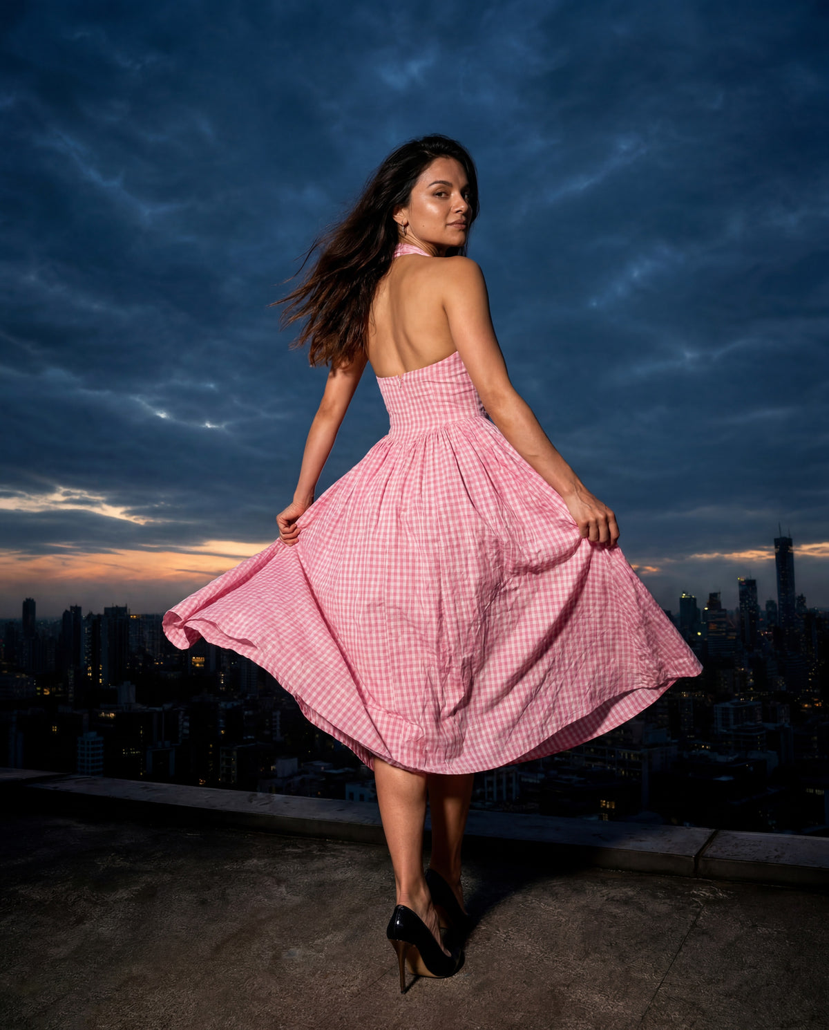 Rose Check Dress