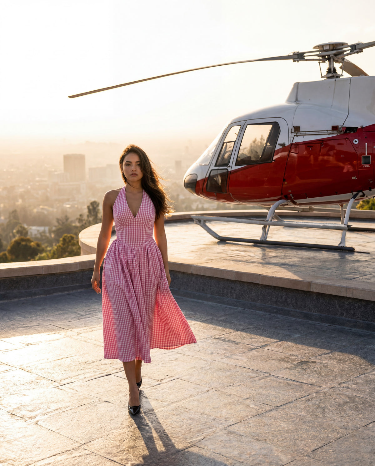 Rose Check Dress